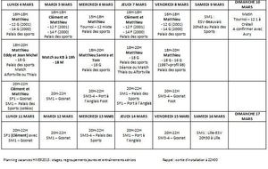 Planning des vacances